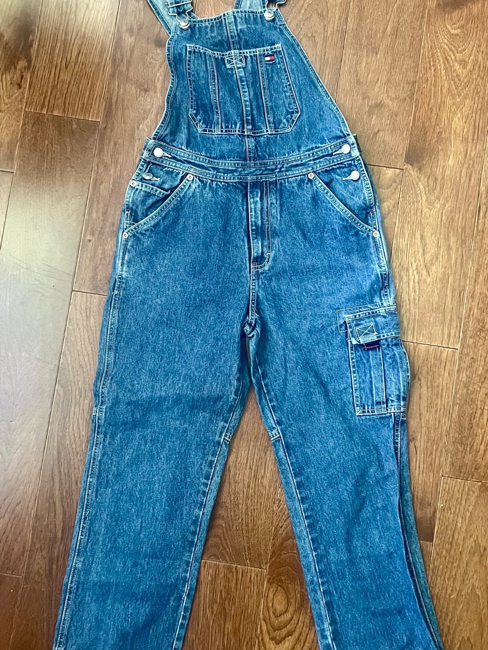 Vintage Y2K Tommy Hilfiger Jeans Denim Carpenter Overalls Youth XL 16 Blue